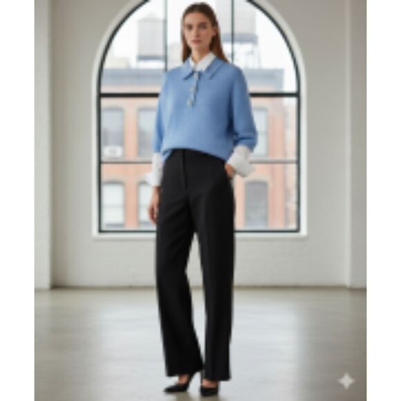 H&M light blue soft 3/4 sleeve collared  sweater - Picture 1 of 7